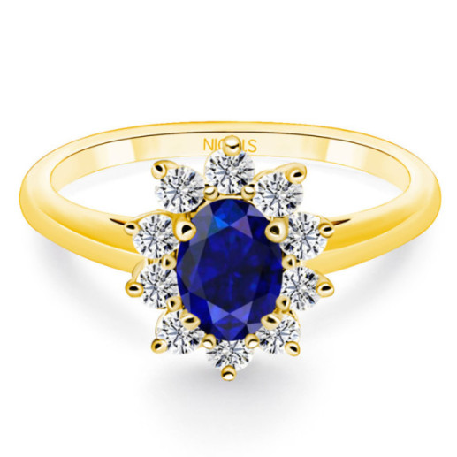 Anillo oro amarillo y zafiro oval Dalia 0.70 - Anéis de safira