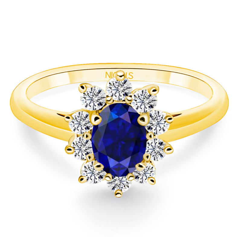 Yellow gold and oval sapphire ring Dalia 0.70 - Sapphire rings