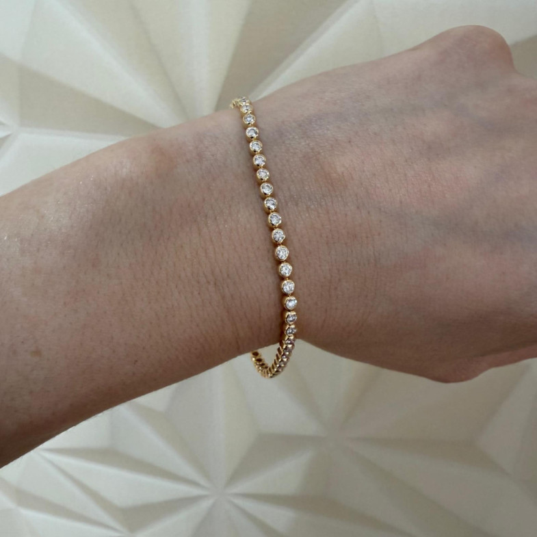 Pulsera diamantes Riviere Chaton Oro amarillo 2.20Ct - Diamant-Armbänder