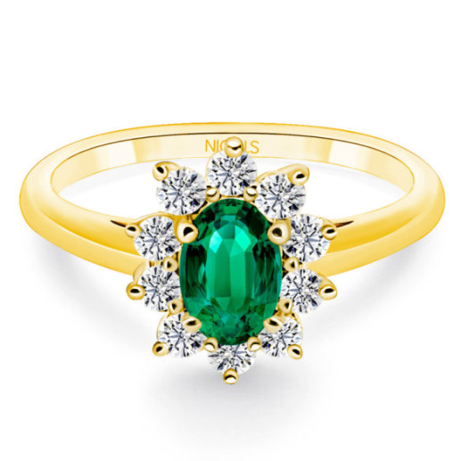 Anillo Esmeralda Dalia 0.60 - Anillos de Compromiso Verde