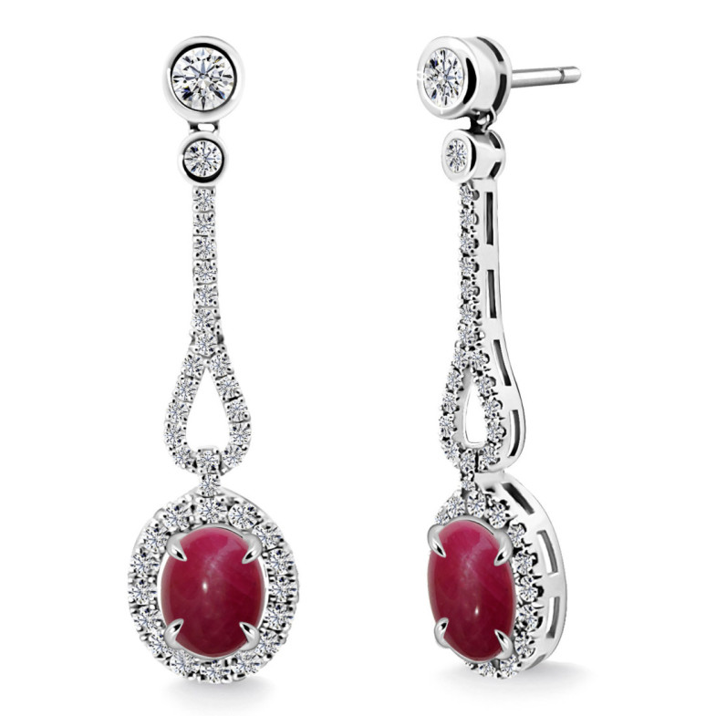 Gold earrings, Diamond Ruby ROYAL JEWELS - High jewelry