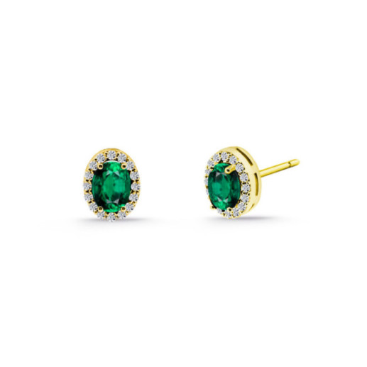 Pendientes esmeralda oval Orla Sunset 1.20 oro amarillo - Smaragd-Ohrringe