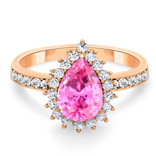 Anillo zafiro rosa y diamantes Alba Oro rosa - Jóias