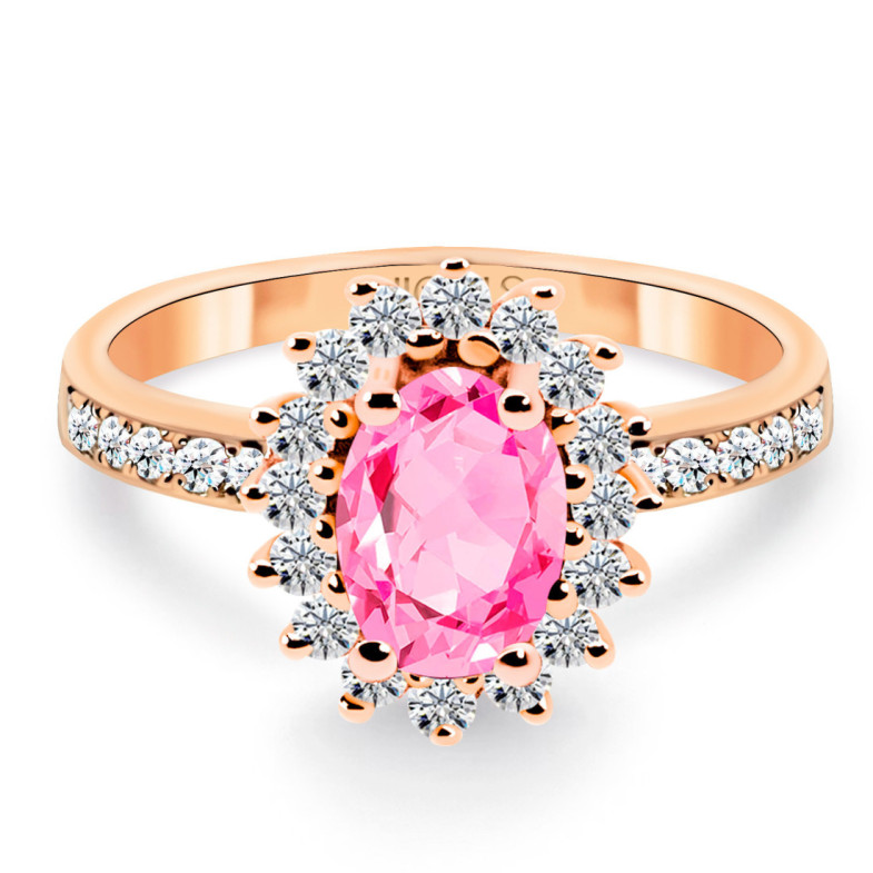 Anillo diamantes y zafiro rosa talla oval Alba - Jóias