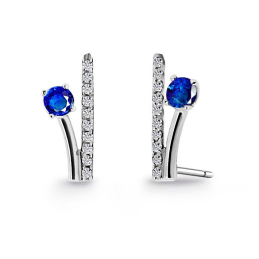Pendientes Trepadores Rama Diamantes y Zafiros 0.40 - Brincos de safira