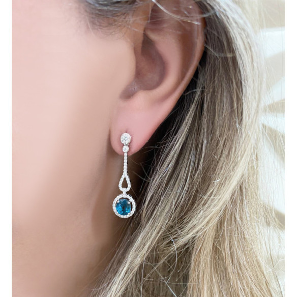 Pendientes Diamantes Zircón Royal Jewels - Pendientes de Piedras Azul