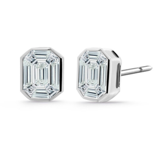 Pendientes Diamantes 1.10 Ct Talla Esmeralda Vrait - Boucles d'oreilles en diamant