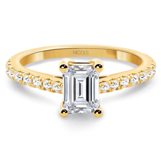 Anillo Diamante talla esmeralda Camille 0.60 Oro Amarillo - Solitarios de Oro Amarillo