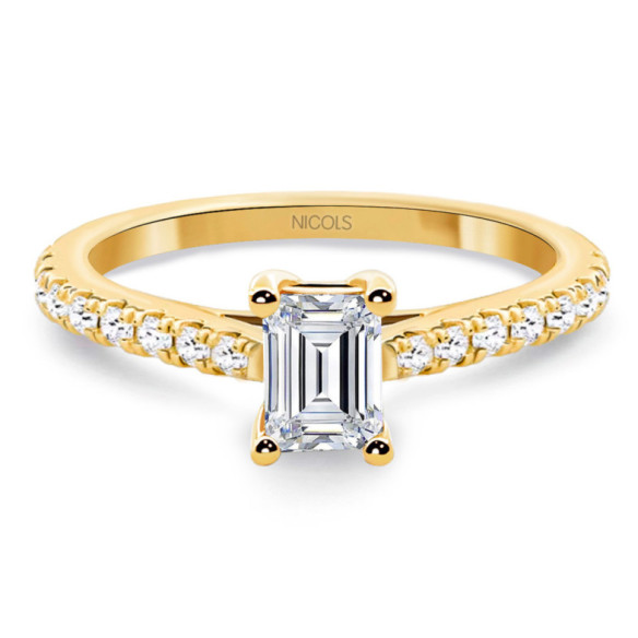Anillo Diamante 0.45 Esmeralda Camille Oro Amarillo - Ouro amarelo solitário