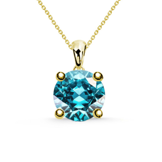 Colar Azul brilhante Jackie 0.50Ct ouro amarelo solitário - Colgantes de Piedras Azul
