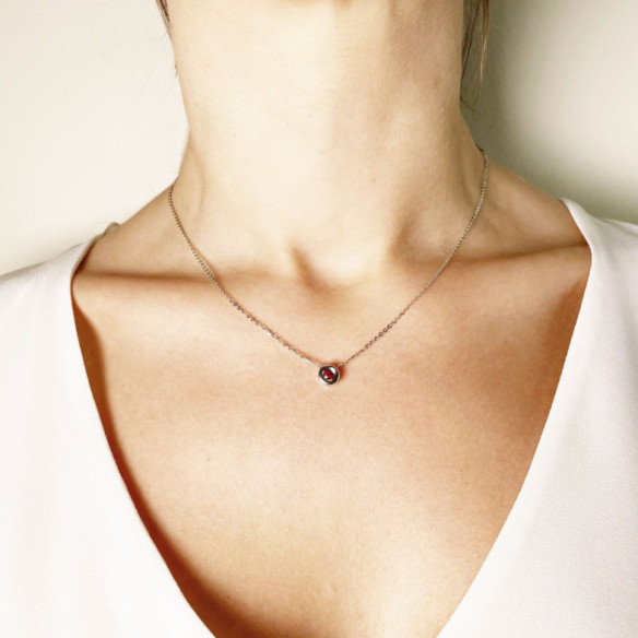 Colgante Rubi 0.20 Lady Oro Blanco Y Cadena - Colliers en pierre rouges