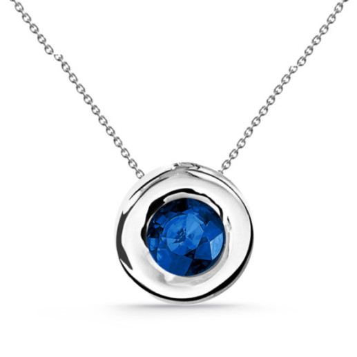 Colgante Zafiro 0.20 Lady Oro Blanco Y Cadena - Collares de Piedras Azules