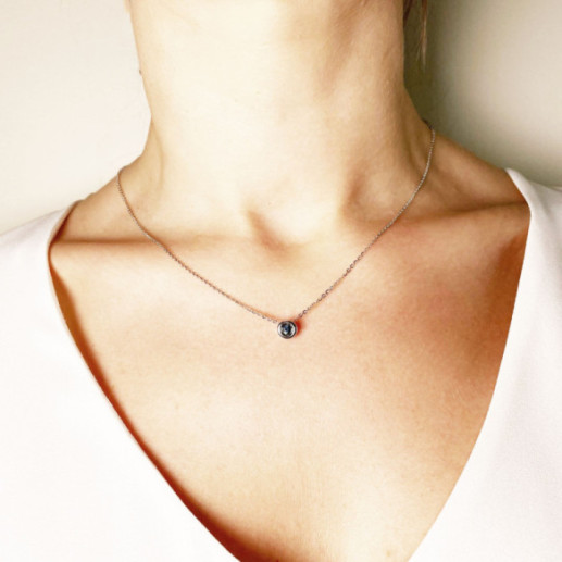 Colgante Zafiro 0.20 Lady Oro Blanco Y Cadena - Collares de Piedras Azules 2