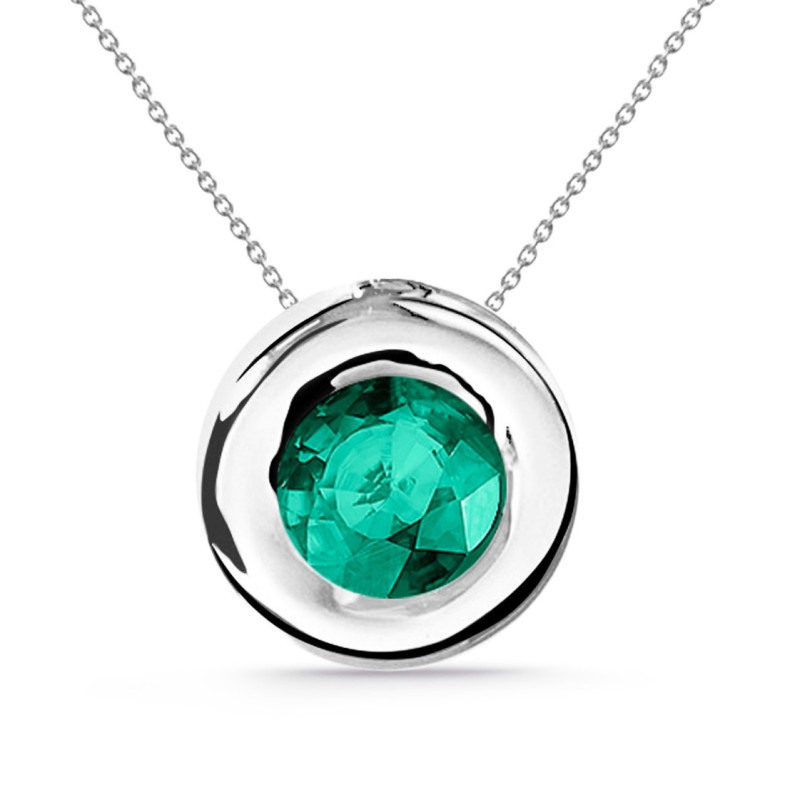 Colgante Esmeralda 0.50 Lady Oro Blanco Y Cadena - Collares de Piedras Verdes