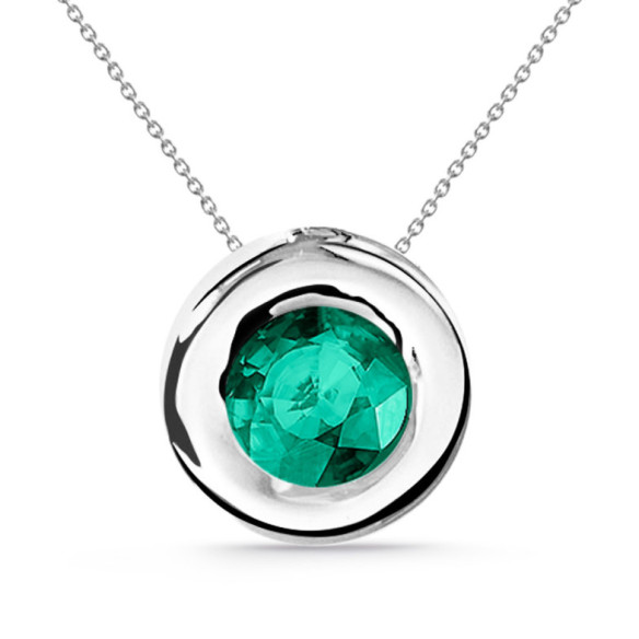 Colgante Esmeralda 0.50 Lady Oro Blanco Y Cadena - Colares de pedra verde