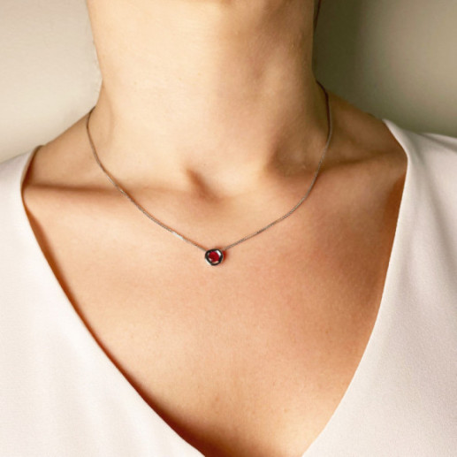 Colgante Rubi 0.50 Lady Oro Blanco Y Cadena - Colliers en pierre rouges 2