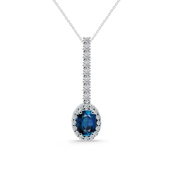 Colgante Zafiro y Diamantes Dalia Sunset 1,00ct - Collares de Piedras Azules