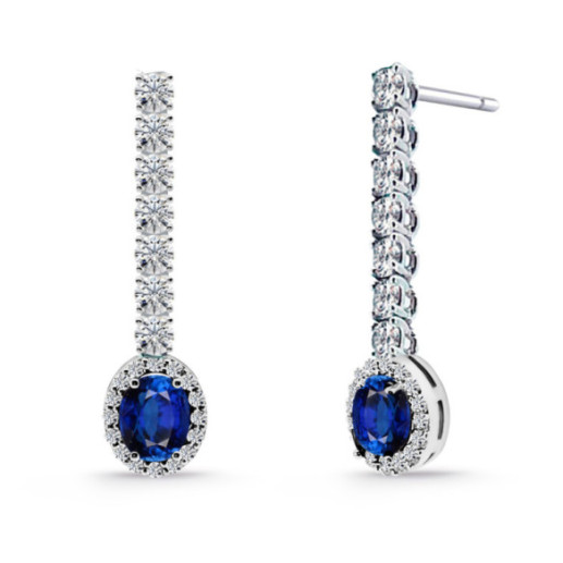 Pendientes zafiros y diamantes Riviere Sunset 1.20ct - Pendientes de Zafiro