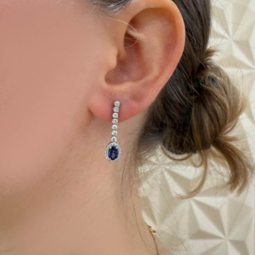 Pendientes zafiros y diamantes Riviere Sunset 1.20ct - Pendientes de Zafiro 2