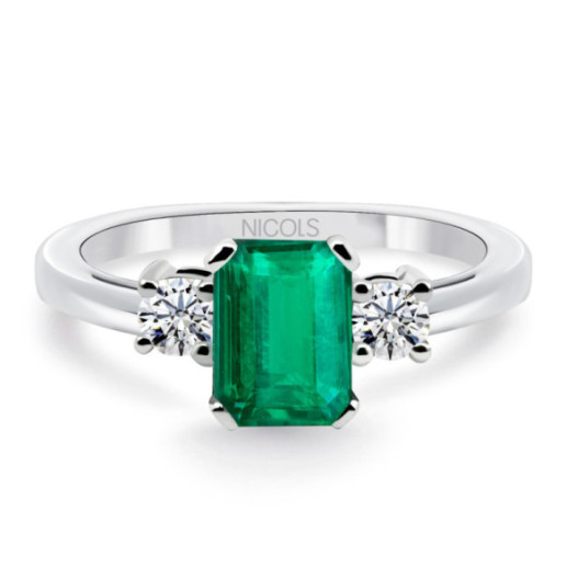 Anillo Esmeralda y Diamantes Tresillo Sunset - Joyas