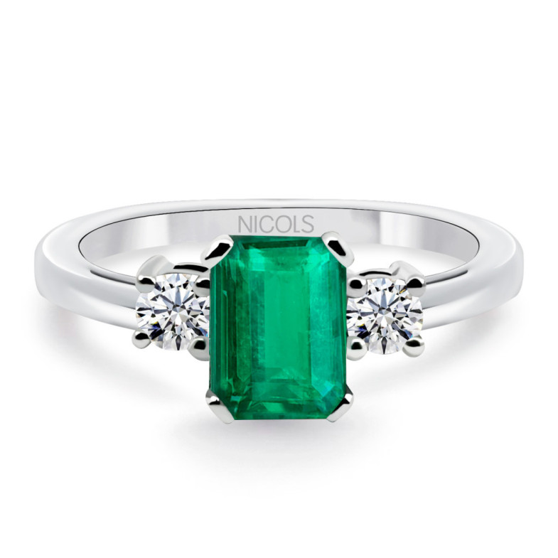 Anillo Esmeralda y Diamantes Tresillo Sunset - Joyas