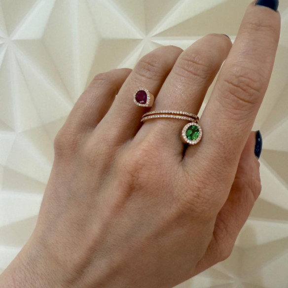 Anillo Rubí y Diamantes Octopus - Bagues rubis