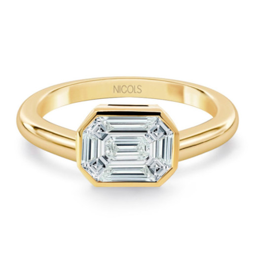 0.55 Ct Emerald Cut Diamond Ring Vrait - Diamond Rings