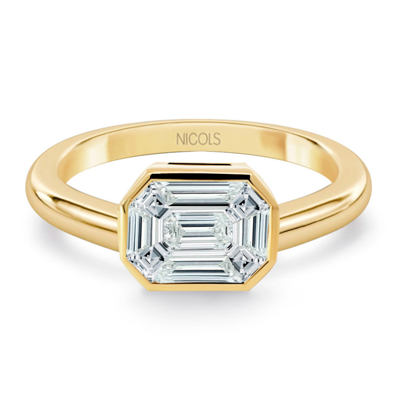 Anillo Diamantes 0.55 Ct Talla Esmeralda Vrait Horizontal - Diamantringe
