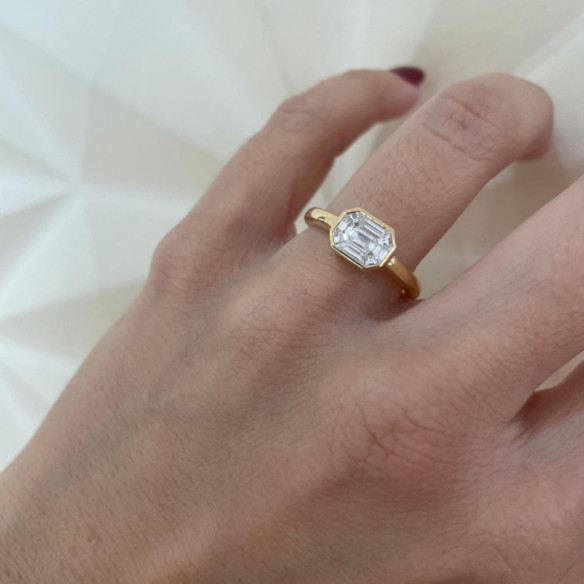 Anillo Diamantes 0.55 Ct Talla Esmeralda Vrait Horizontal - Anillos de Diamantes