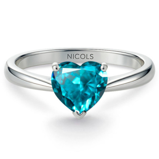 BLUE ZIRCON BLOOD Ring 0.90ct Solitary Engagement - Rings other precious stones