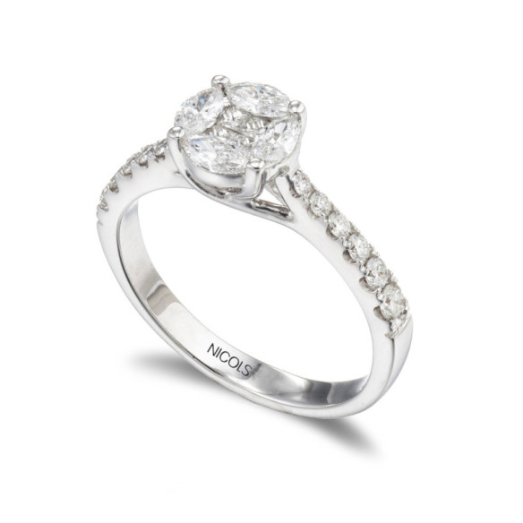 Anillo diamantes Spring Love 0,97 ct Oro Amarillo - Talla Brillante
