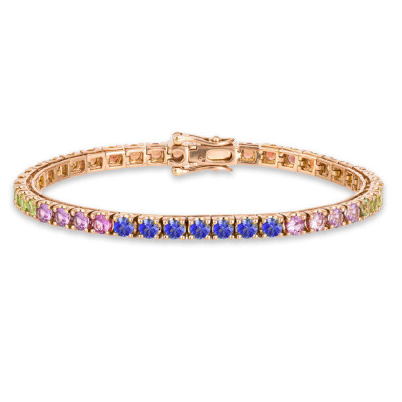 Pulsera Zafiros Colores Oro Rosa Rainbow - Bracelets de couleur de pierres