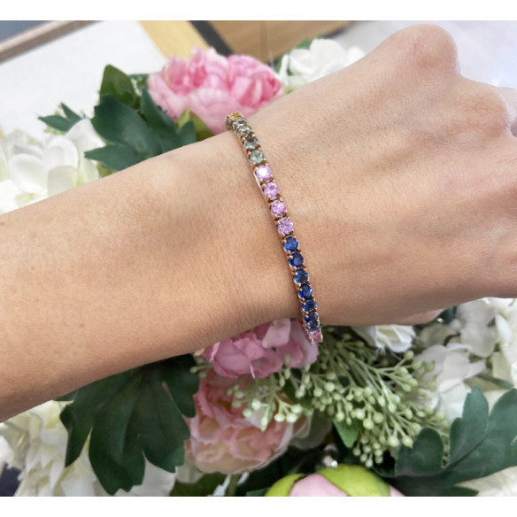 Pulsera Zafiros Colores Oro Rosa Rainbow - Bracelets de couleur de pierres