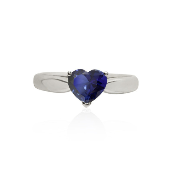 Anello con zaffiro a cuore BLU SANGUE 0.80ct - Anelli zaffiro