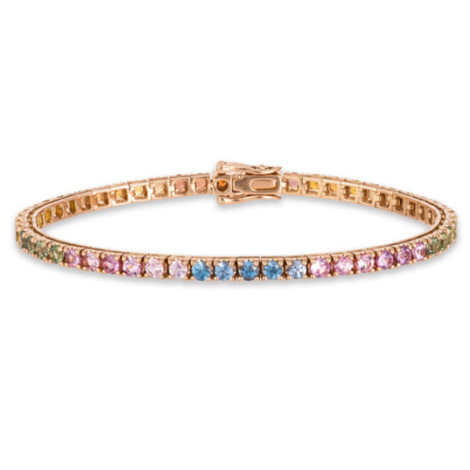 Armband Saphirfarben Rosa Gold Regenbogen - Steine Farbarmbänder