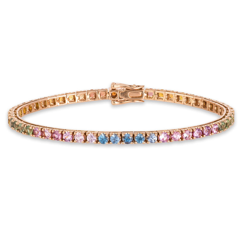 Pulsera  Zafiros Colores Oro Rosa Rainbow - Pulseras Piedras Color