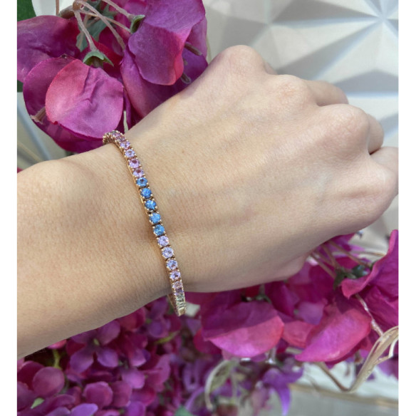 Sapphires Bracelet Rose Gold Color RAINBOW - Stones Color Bracelets