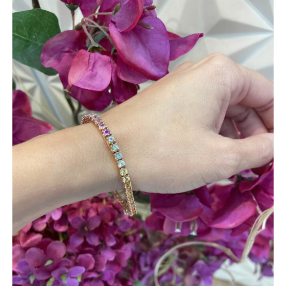 Pulsera  Zafiros Colores Oro Rosa Rainbow - Pulseras Piedras Color