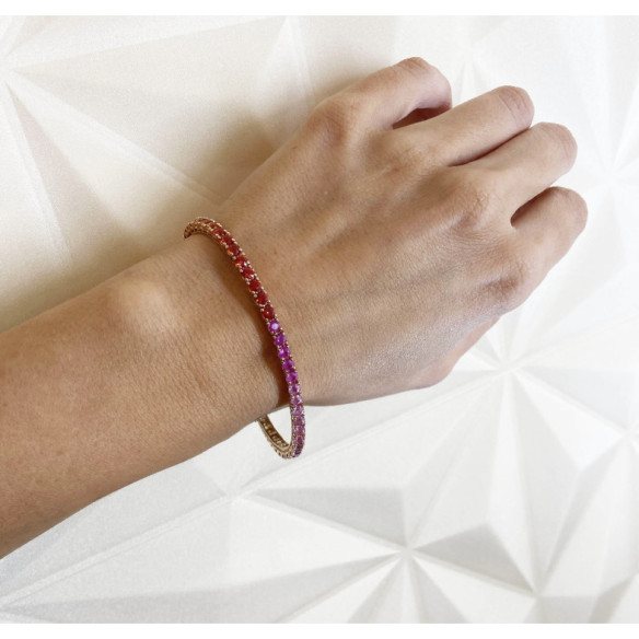 Sapphires Bracelet Rose Gold Color RAINBOW - Stones Color Bracelets