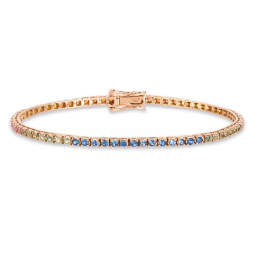 Pulsera  Zafiros Colores Oro Rosa Rainbow 2.60Ct - Pulseiras de cor de pedras