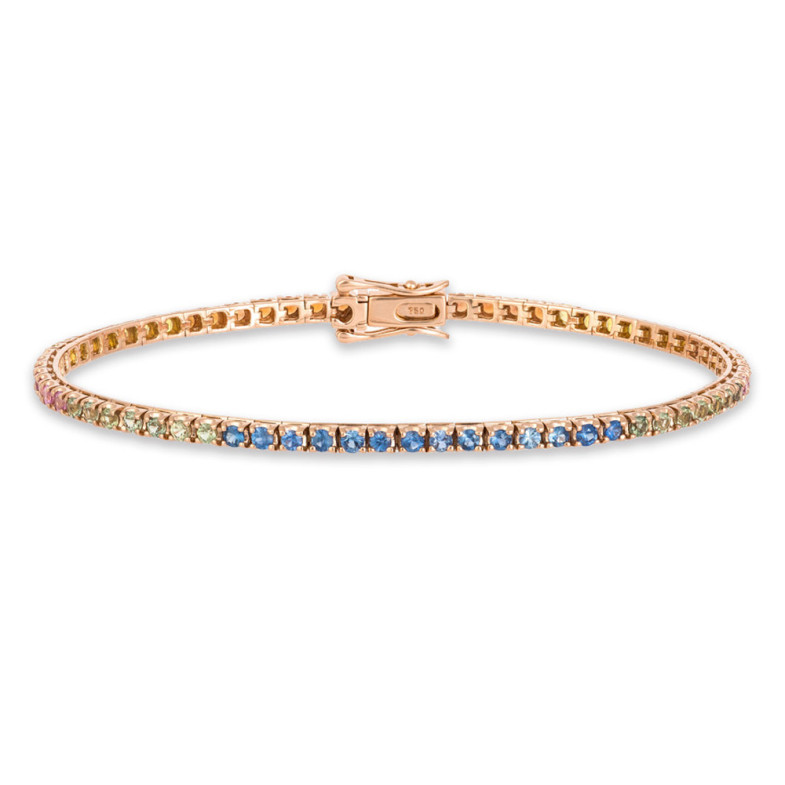 Bracciale con zaffiri Colori Gold Rose Rainbow 2.60ct - Braccialetti colorati pietre