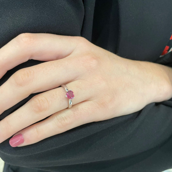 Anillo Turmalina Rosa Corazón Color Heart 0.90Ct - Ringe andere Edelsteine