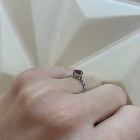 Anello in turmalina cuore rosa cuore 0.90CT - Anelli altre pietre preziose