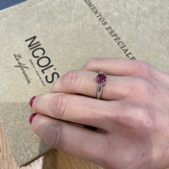 Anillo Turmalina Rosa Corazón Color Heart 0.90Ct - Anillos Otras Piedras Preciosas