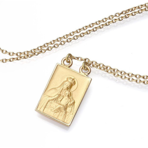 Escapulario oro con cadena Sagrado Corazón Virgen del Carmen - Medallas Escapularios 2