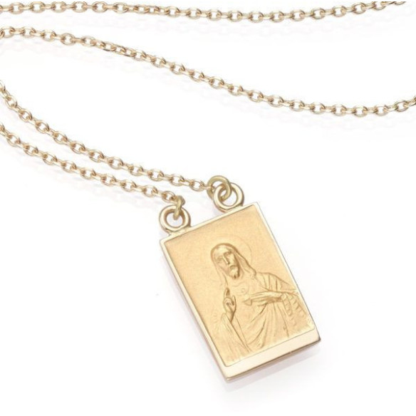 Escapulario oro con cadena Sagrado Corazón Virgen del Carmen - Medallas Escapularios