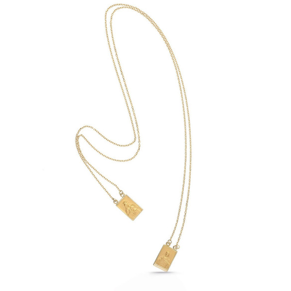 Escapulario oro con cadena Sagrado Corazón Virgen del Carmen - Médailles scapulaires