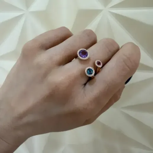 Anillo Octopus Oro Rosa con Amatista, Topacio y Turmalina - Anéis Outras pedras preciosas 2
