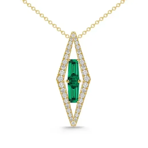 Colgante Cuarzos Verdes en Oro Amarillo y Diamantes Prisma - Pendenti di pietre verdi