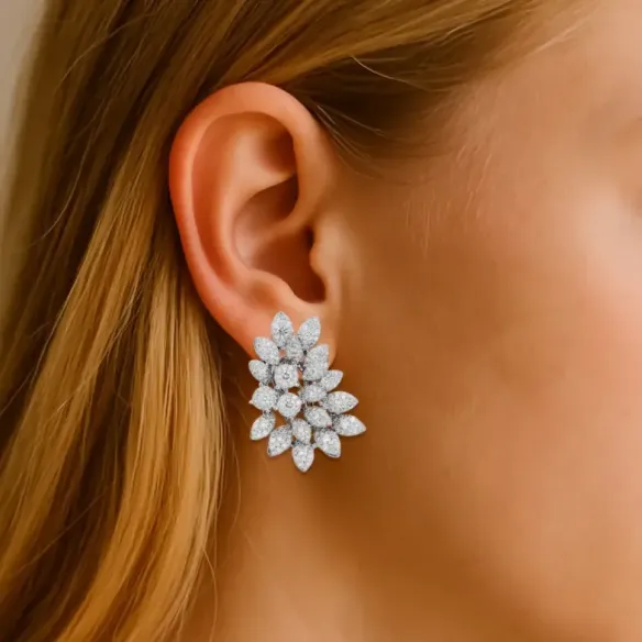 Pendientes Diamantes Hojas Múltiple - longo
